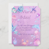 CARTE D'INVITATION ANNIVERSAIRE THÈME MER LICORNE (Devant)