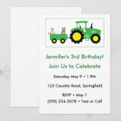 Carte d'invitation anniversaire tracteur de ferme (Devant / Derrière)
