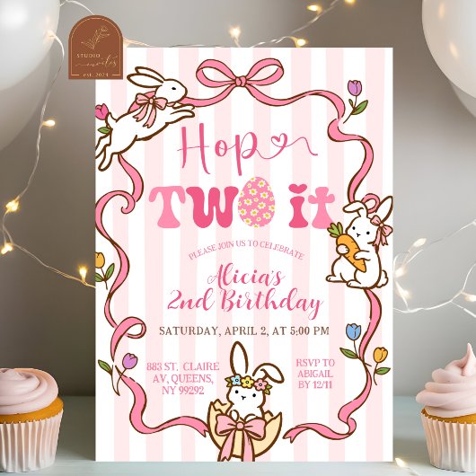 Carte d'invitation anniversaire Whimsical Stripes
