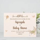 Carte d'invitation Aqeeqah neutre et chic modifiab (Debout devant)