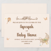 Carte d'invitation Aqeeqah neutre et chic modifiab (Devant / Derrière)