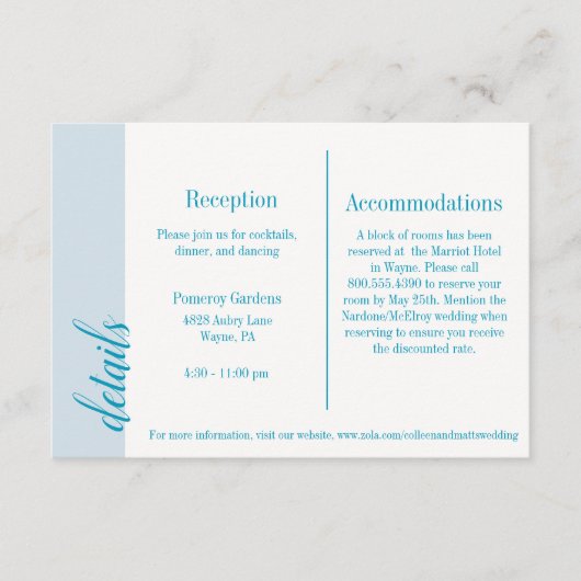Carte d'invitation Aqua, Mariage Caroline (Devant)