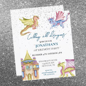 Carte d'invitation aquarelle dragon anniversaire b