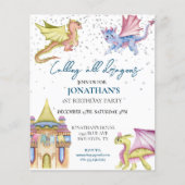 Carte d'invitation aquarelle dragon anniversaire b (Devant)