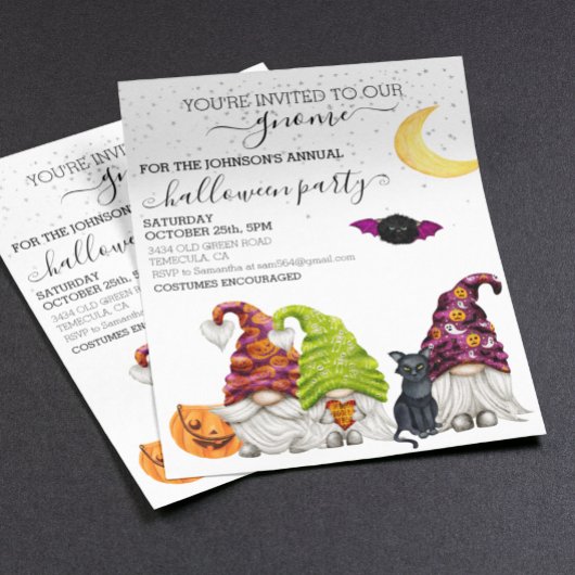 Carte d'invitation aquarelle pour fête d'Halloween