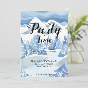 Carte d'invitation aquarelle Winter Wonderland