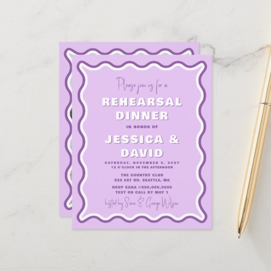 Carte d'invitation au dîner de répétition photo vi (Devant/Arrière en situation)