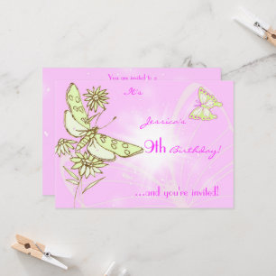 Carte d'invitation au papillon Citron rose Ime