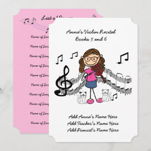 Carte d'invitation au récital de violon d'Anna 5 e