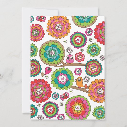 Carte d'invitation aux oiseaux et aux fleurs (Devant)