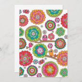 Carte d'invitation aux oiseaux et aux fleurs (Devant / Derrière)