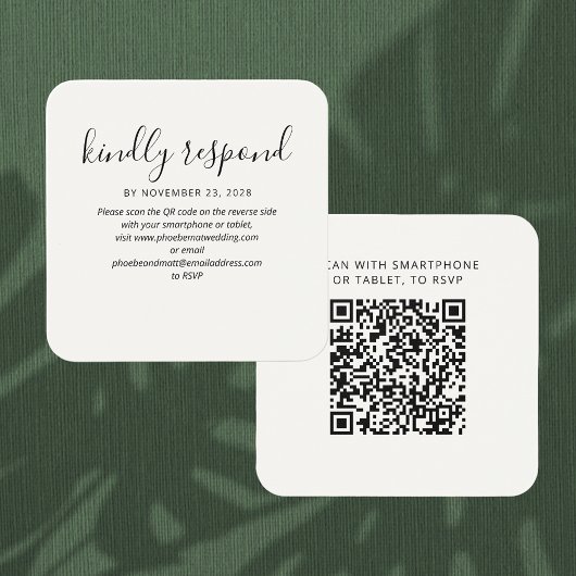 Carte d'invitation avec QR Code pour RSVP pour sit