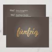 Carte d'invitation avec texte "Quoi? Quand? Où? P. (Devant / Derrière)