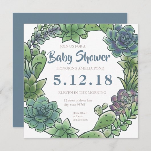 Carte d'invitation baby shower 2 (Devant / Derrière)