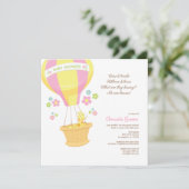 Carte d'invitation Baby shower à ballon à air chau (Debout devant)