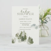 Carte d'invitation Baby shower à thème Woodland d' (Debout devant)