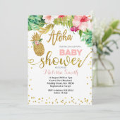 Carte d'invitation baby shower Aloha Pineapple (Debout devant)