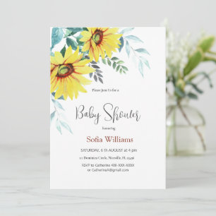 Carte d'invitation baby shower avec tournesol.