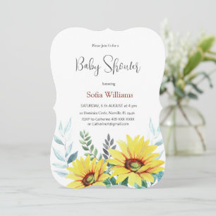 Carte d'invitation baby shower avec tournesol.