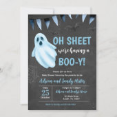 Carte d'invitation Baby Shower Blue Little Boo (Devant)
