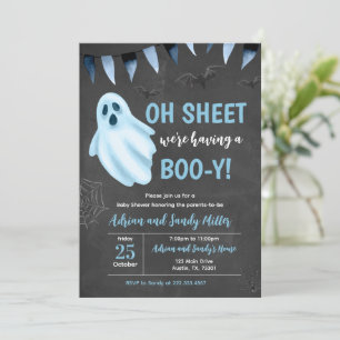 Carte d'invitation Baby Shower Blue Little Boo