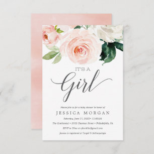 Carte d'invitation Baby shower Blushing Blooms