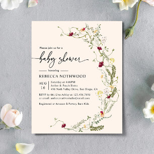 Carte d'invitation Baby Shower Budget Modern Wildf