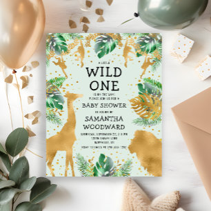 Carte d'invitation Baby Shower Budget Safari Green