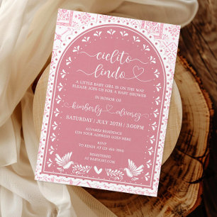 Carte d'invitation Baby shower Cielito Lindo rose