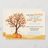 Carte d'invitation Baby shower Citrouille Boy Fall (Devant / Derrière)