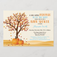 Carte d'invitation Baby shower Citrouille Boy Fall