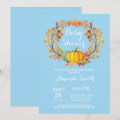 Carte d'invitation Baby shower Citrouille Boy Fall (Devant / Derrière)