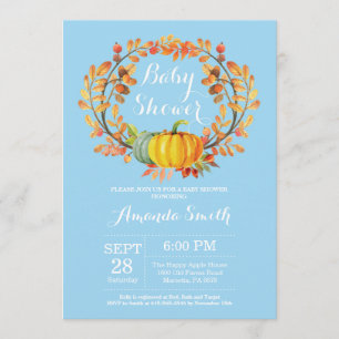 Carte d'invitation Baby shower Citrouille Boy Fall