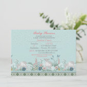 Carte d'invitation Baby shower d'agneau de bois bl (Debout devant)