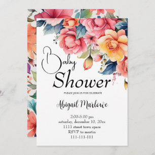 carte d'invitation baby shower de fleurs couleur e