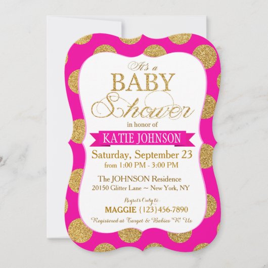 Carte d'invitation Baby shower de points de Partie (Devant)
