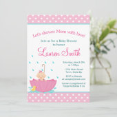 Carte d'invitation Baby shower fille parapluie (Debout devant)