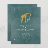 Carte d'invitation Baby Shower Girafe Budget (Devant / Derrière)