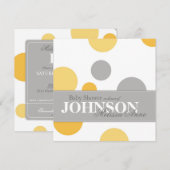 Carte d'invitation Baby shower gris-jaune Pois (Devant / Derrière)
