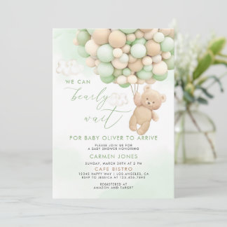 Carte d'invitation Baby Shower Ours en Peluche ave