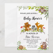 Carte d'invitation Baby shower pour animaux de boi (Devant / Derrière)