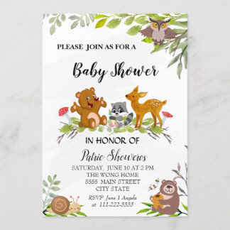 Carte d'invitation Baby shower pour animaux de boi
