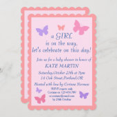 Carte d'invitation baby shower pour fille (Devant / Derrière)