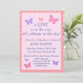 Carte d'invitation baby shower pour fille (Debout devant)