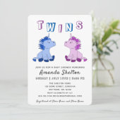 Carte d'invitation Baby shower Unicorn Twins (Debout devant)