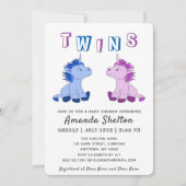 Carte d'invitation Baby shower Unicorn Twins (Devant)
