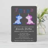 Carte d'invitation Baby shower Unicorn Twins (Debout devant)