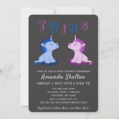Carte d'invitation Baby shower Unicorn Twins (Devant)