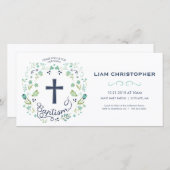 Carte d'invitation Baptême - Invitation avec croix (Devant / Derrière)