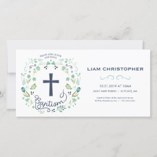 Carte d'invitation Baptême - Invitation avec croix